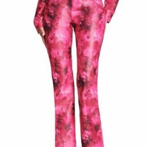 I.AM.GIA Hot Pink & Black Tie-Dye Satin Belted Pants